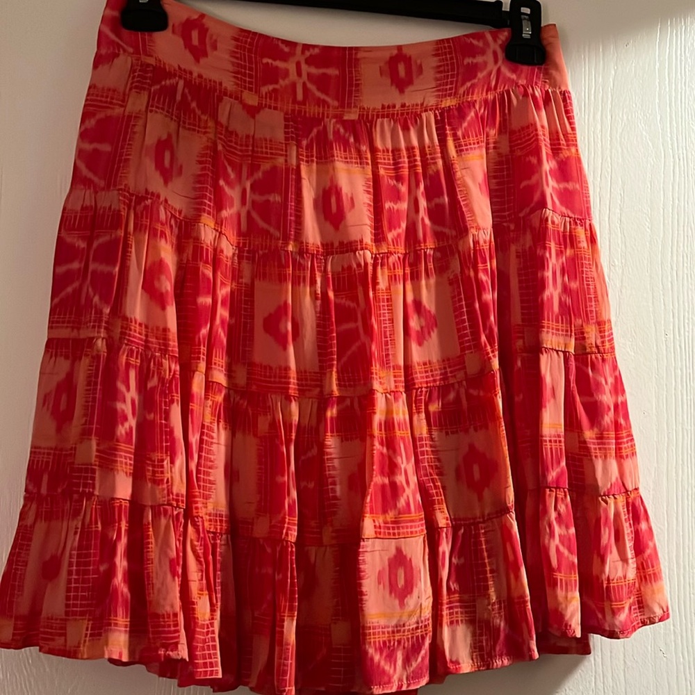 Orange and pink elastic skirt from Anthropologie